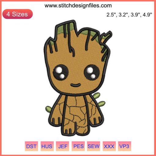 Cute Baby Groot Embroidery Pattern | Adorable Groot Marvel Digital Stitch Design | Perfect for Marvel Stitching Projects