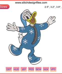 Donald Duck Christmas Embroidery Design featuring festive Disney-themed digital stitching for holiday projects.