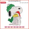 Snoopy and Woodstock in Santa hats, festive embroidery design | Peanuts Christmas Digital Stitching, holiday pattern.