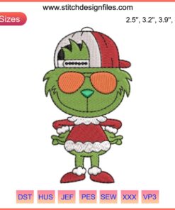 Grinch Boy Christmas Embroidery Design: Festive Grinch Boy & Girl Digital Stitching | Kids Holiday Stitch Pattern