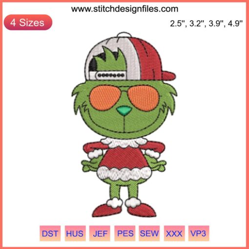 Grinch Boy Christmas Embroidery Design: Festive Grinch Boy & Girl Digital Stitching | Kids Holiday Stitch Pattern