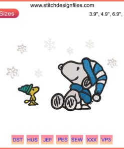 Snoopy and Woodstock Christmas Embroidery Design, Peanuts Stitching, Festive Digital Pattern, Classic Charlie Brown Characters