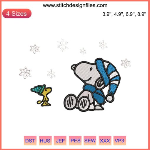 Snoopy and Woodstock Christmas Embroidery Design, Peanuts Stitching, Festive Digital Pattern, Classic Charlie Brown Characters