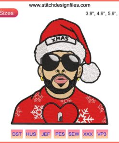 Bad Bunny Xmas Embroidery Design | Festive Christmas Bunny Stitches | Digital Craft Pattern for Holiday Sewing Projects