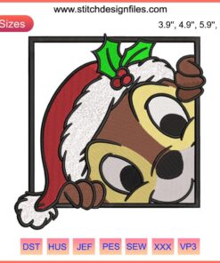 Adorable Chip and Dale Christmas Embroidery Design | Festive Digital Stitching Pattern | Chipmunks Holiday Craft Template