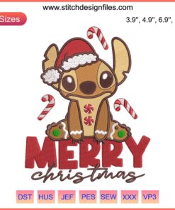 Disney Christmas Gingerbread Stitch Embroidery Design: Festive, Cute, Holiday-Themed Digital Art for Stitching Lovers