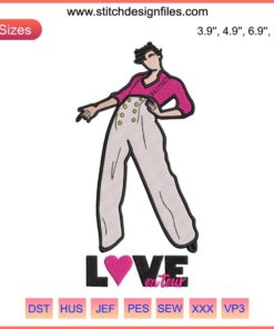 Harry Styles Love On Tour 2023 Embroidery Design: Vibrant digital stitching featuring music-themed motifs for unique crafts.