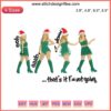 Embroidery design of Taylor Swift with "That's It I'm Not Going" text, featuring humorous Christmas stitching details.