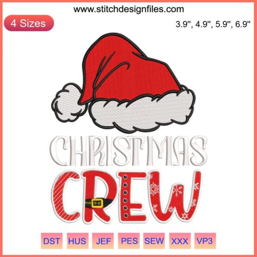 Christmas Crew Embroidery Design featuring festive family-themed digital stitching elements, perfect for holiday crafting projects.