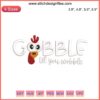 Turkey Thanksgiving Embroidery Design: "Gobble Til You Wobble" whimsical stitching pattern for festive crafts and decor.
