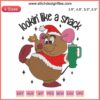 Charming Christmas Gus Gus Embroidery Design - Mouse with Santa Hat and Cheese, Festive Snack, Digital Stitching Pattern