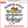 Festive North Pole Gingerbread Xmas Embroidery Design featuring Christmas Bakery Digital Stitching, perfect for holiday crafts.
