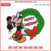 Mickey Merry Christmas Laurel Wreath Embroidery Design featuring Disney's Mickey Mouse in holiday-themed digital stitching format.