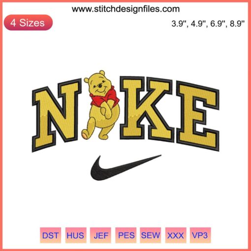 Winnie The Pooh Disney x Nike Embroidery Design, Cute Stitching, Digital Disney Pattern, Unique Embroidery Design