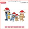 Bluey Family Dancing Christmas Embroidery Design: Festive digital stitching with "Merry Christmas" theme, perfect for holiday crafting.