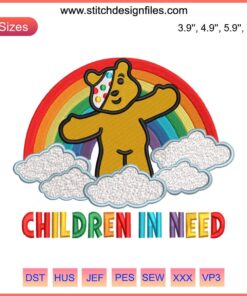 Pudsey Bear 2023 Embroidery Design, BBC Spotty Day, Children In Need, Digital Stitching, Charity Event, Embroidery Pattern