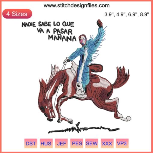 Bad Bunny Embroidery Design: "Nadie Sabe Lo Que Va A Pasar Mañana" Album Art, Digital Stitching Pattern.