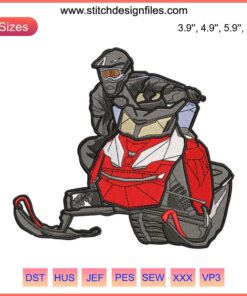 Snowmobile Embroidery Design for Extreme Sport Enthusiasts | Digital Stitching Pattern for Snowmobile Tours