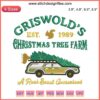 Griswold Christmas Tree Farm Embroidery Design featuring humorous festive stitching for holiday crafting. Digital pattern download.