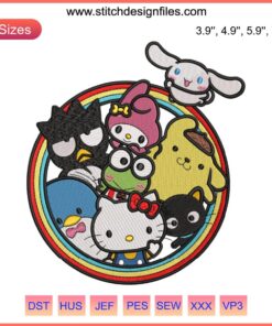 Hello Kitty Friends Embroidery Design with Sanrio Characters | Digital Stitching Patterns for Machine Embroidery Projects
