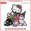 Hello Kitty and Friends Embroidery Design featuring Sanrio Characters in vibrant, detailed digital stitching. Perfect for DIY crafters.