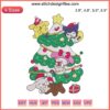 Sanrio Friends Christmas Tree Embroidery Design featuring Hello Kitty, colorful holiday cartoon stitching, digital embroidery pattern.