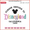 1955 Disneyland California Embroidery Design: Iconic castle, vintage style, ideal for Disney trip digital stitching projects.