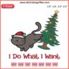 Black Cat Embroidery Design | Humorous Cat Pushing Christmas Tree Stitching | I Do What I Want Holiday Decor Embroidery