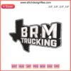 Embroidery pattern of a truck with "BRM Trucking" text in digital stitching for truck drivers.