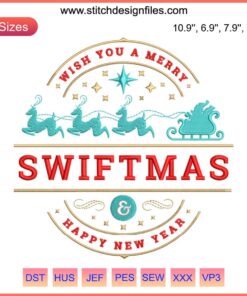 Vintage Taylor Swift Merry Swiftmas Embroidery Design | Festive New Year Digital Stitching Pattern