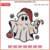 Ghost with glowing lights, festive embroidery design. Spooky Christmas candy stitching. Halloween-Christmas embroidery pattern.