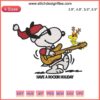Snoopy playing guitar Christmas embroidery design, Peanuts holiday stitching, Rockin' Holiday Snoopy digital pattern.