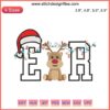 Reindeer Christmas ER Nurse Embroidery Design featuring a reindeer with a Santa hat, digital stitching for festive nurse apparel.
