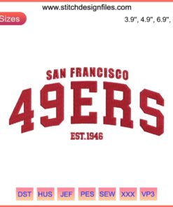 San Francisco 49ers Embroidery Design, Est 1946 | NFL Inspired Football Digitizing | 49ers Logo Embroidery