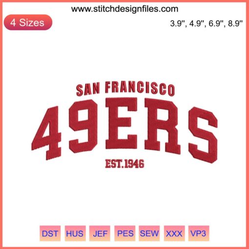 San Francisco 49ers Embroidery Design, Est 1946 | NFL Inspired Football Digitizing | 49ers Logo Embroidery