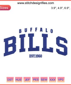 Buffalo Bills Est 1960 Embroidery Design showcasing NFL team logo, perfect for Buffalo Bills football fans and embroidery projects.