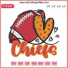Heart-shaped Kansas City Chiefs Football Embroidery Design, perfect for football fans, digital stitching, Chiefs love.