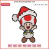 Toad Mario Embroidery: Festive Toad in Christmas attire digital design, perfect for holiday stitching projects.