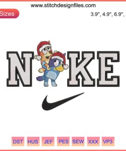 Nike Bluey Carrying Bingo Christmas Embroidery Design | Cute Cartoon Stitching | Festive, Adorable DIY Digital Craft Pattern
