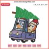Bluey and Bingo Christmas Truck Embroidery Design, featuring holiday-themed digital stitching in a humorous cartoon style.