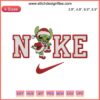 Stitch Grinch in Santa hat with Nike logo, funny digital embroidery design, perfect for Christmas stitching projects.