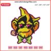 Savannah Party Animal Embroidery Design featuring a dancing banana wearing sunglasses, perfect for vibrant stitching projects.
