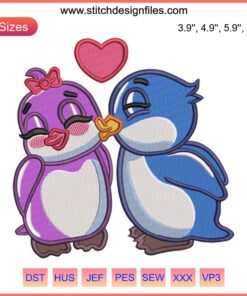Cute Lolo and Pepe Valentine's Day Embroidery Design, Digital Stitching Gift, Hearts and Love Motif, Creative Sewing Pattern