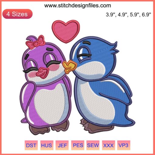 Cute Lolo and Pepe Valentine's Day Embroidery Design, Digital Stitching Gift, Hearts and Love Motif, Creative Sewing Pattern