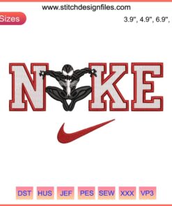 Spiderman Black x Nike Embroidery Design featuring Marvel Spider-Man icon, perfect for digital stitching projects.