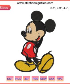 Mickey Mouse Cute Embroidery Design: Adorable Disney Digital Stitching for Craft Projects, Kids Fashion, DIY Decor