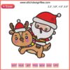Adorable Santa and Reindeer Embroidery Design, "Merry Christmas" Digital Stitching for festive crafting projects.
