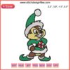 Chip Christmas Elf Embroidery Design featuring Disney's Chip from Chip and Dale in festive elf attire, digital stitching pattern.