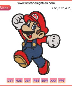 Super Mario Running Funny Embroidery Design | Cartoon Mario Game Embroidery File