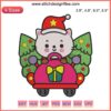 Cute cat driving car with Christmas tree, digital embroidery design, festive, holiday stitching, fun cat Christmas motif.